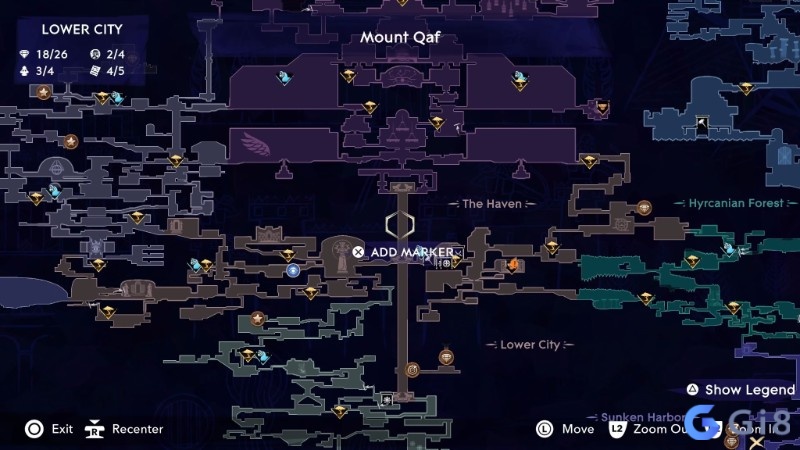 Bản đồ Mount Qaf trong game Prince of Persia: The Lost Crown