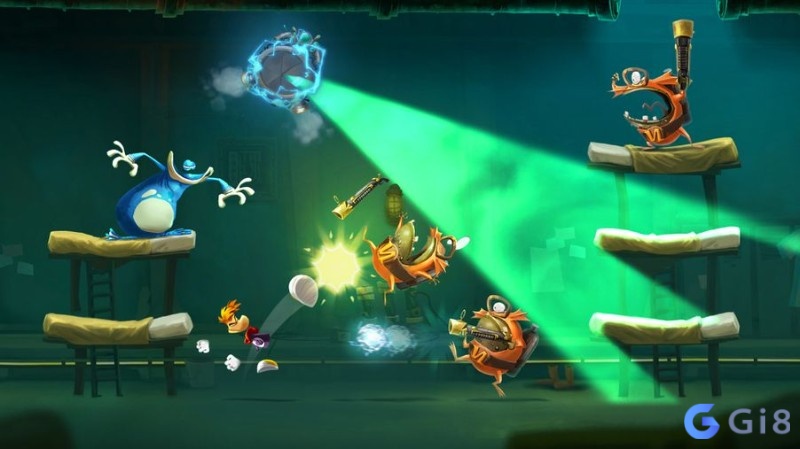 Rayman Legends canh nhịp bẫy theo chu kỳ để nhảy đúng thời điểm