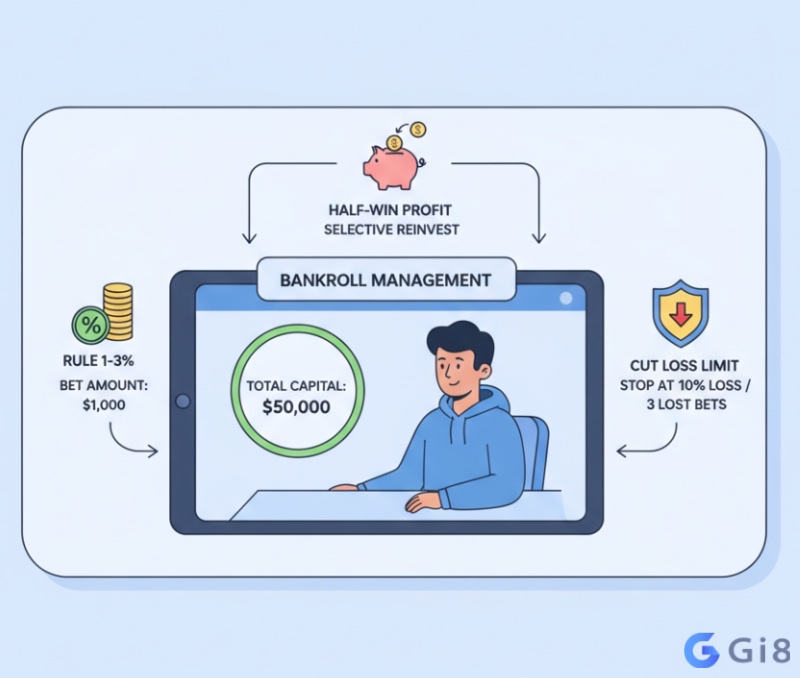 Người chơi cá cược thực hiện quản lý dòng tiền bằng cách áp dụng quy tắc 1-3% vốn, tái đầu tư lợi nhuận và thiết lập giới hạn cắt lỗ khi chơi kèo 0.25 Người chơi cá cược thực hiện quản lý dòng tiền bằng cách áp dụng quy tắc 1-3% vốn, tái đầu tư lợi nhuận và thiết lập giới hạn cắt lỗ khi chơi kèo 0.25