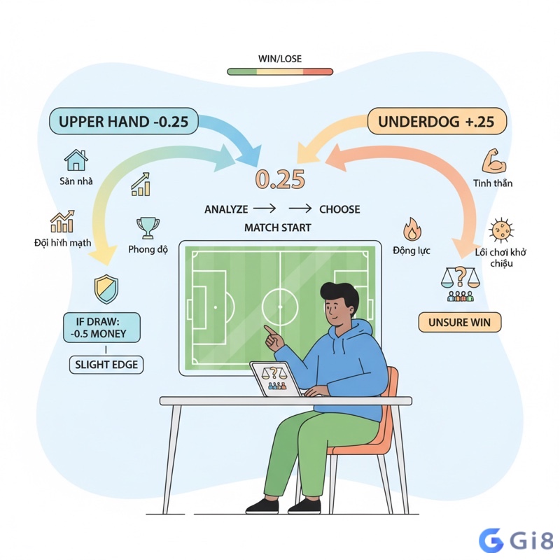 Người chơi cá cược bóng đá phân tích chiến thuật thực chiến với kèo chấp 0.25 để chọn cửa thông minh Người chơi cá cược bóng đá phân tích chiến thuật thực chiến với kèo chấp 0.25 để chọn cửa thông minh