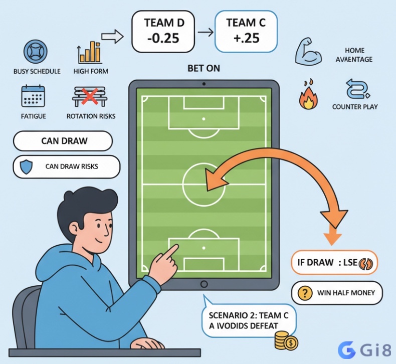 Người chơi khi phân tích trận đấu và chọn cửa dưới được chấp +0.25 thường hướng tới mục tiêu ít nhất là giữ lại 1 điểm hoặc tạo ra bất ngờ bằng một kết quả có lợi Người chơi khi phân tích trận đấu và chọn cửa dưới được chấp +0.25 thường hướng tới mục tiêu ít nhất là giữ lại 1 điểm hoặc tạo ra bất ngờ bằng một kết quả có lợi