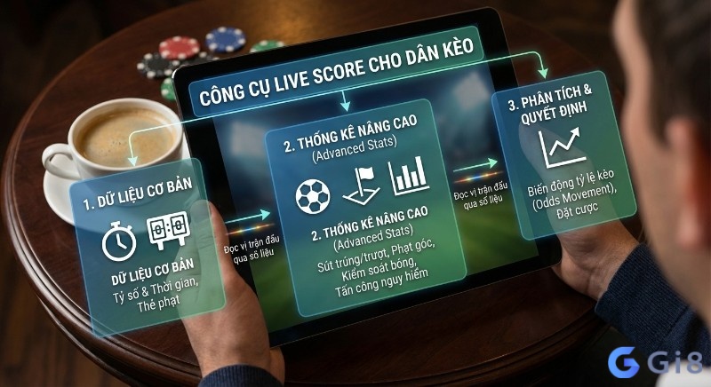 Quy tr&igrave;nh 3 bước c&ocirc;ng cụ live score gi&uacute;p d&acirc;n k&egrave;o đọc vị trận đấu qua số liệu, ph&acirc;n t&iacute;ch v&agrave; quyết định đặt cược, cũng ch&iacute;nh l&agrave; khung chuẩn của c&aacute;ch theo d&otilde;i live score cho k&egrave;o
