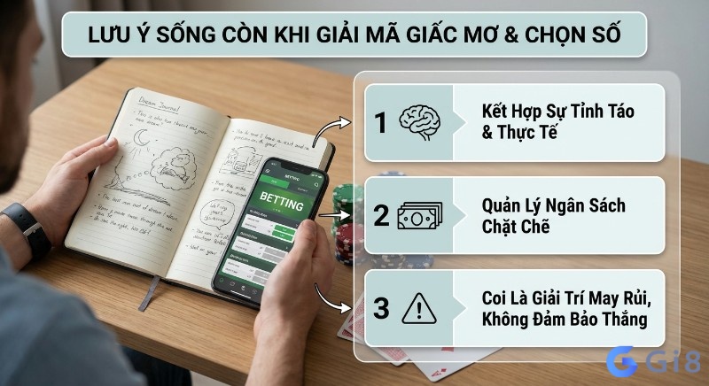 Tổng hợp 3 lưu ý cốt lõi, khi giải mã giấc mơ, nhấn mạnh sự tỉnh táo, quản lý tài chính chặt chẽ và coi là giải trí may rủi