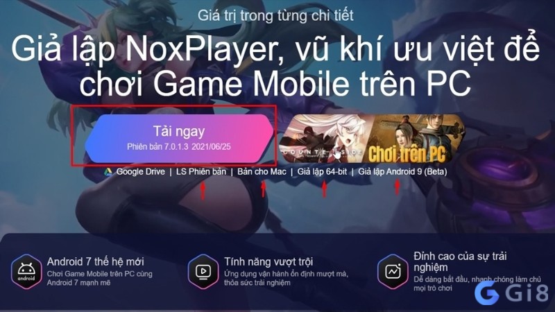 Giao diện NoxPlayer trên máy tính với cửa sổ giả lập Android và danh sách game đã cài