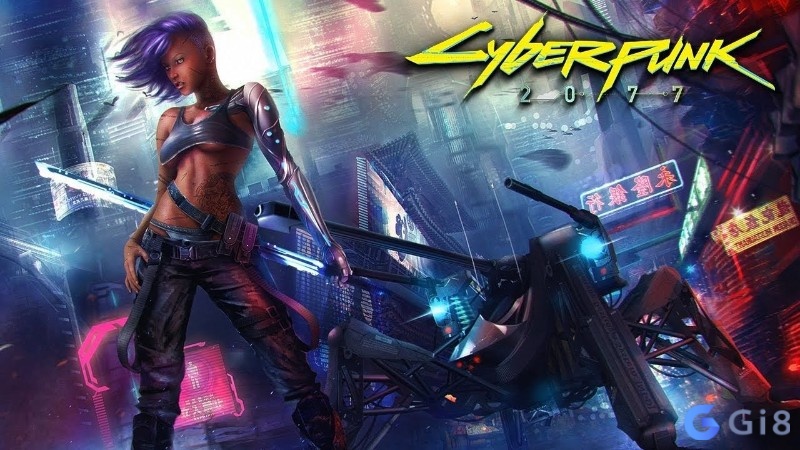 Ánh đèn neon, mặt đường ướt và kiến trúc dày đặc tạo nên vẻ đẹp vừa hào nhoáng vừa ngột ngạt của Night City