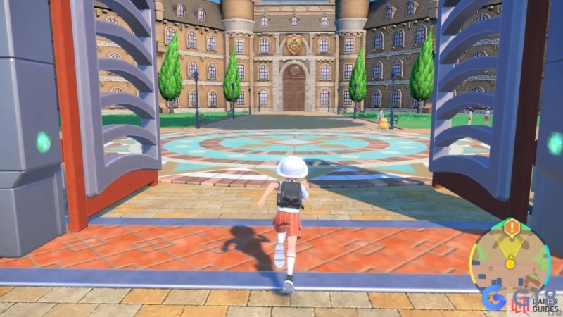 Nhân vật chính tại học viện Naranja chuẩn bị bước vào chuyến Treasure Hunt trong game Pokémon Scarlet