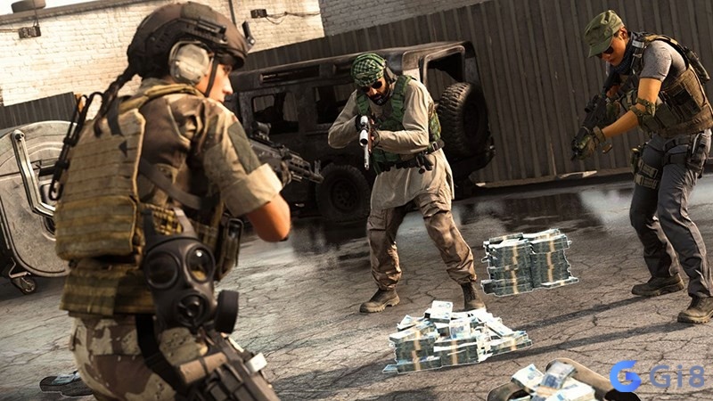 Nhân vật thu thập tiền và vật phẩm trong chế độ Plunder của game bắn súng sinh tồn