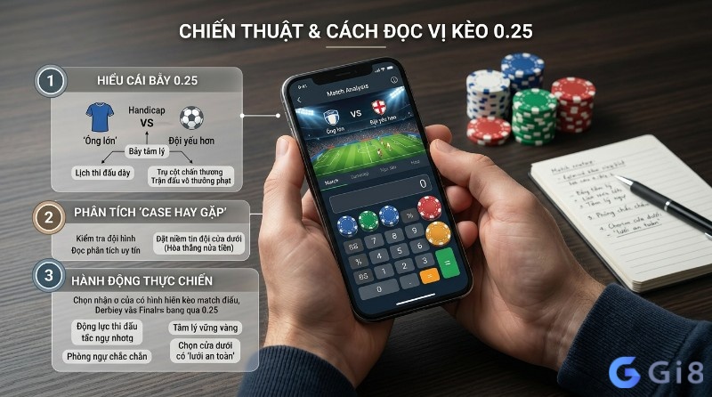 Chiến thuật đọc kèo 0.25, nhận diện bẫy tâm lý và áp dụng vào thực chiến, kết hợp phân tích trận đấu trên điện thoại, máy tính cùng ghi chú chiến lược để tối ưu quyết định