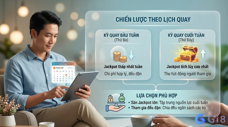 Chiến lược tham gia Power 6/55: Thứ Ba Jackpot thấp nhất, Thứ Bảy Jackpot tích lũy cao nhất, lựa chọn săn Jackpot lớn cuối tuần hoặc tham gia đều đặn